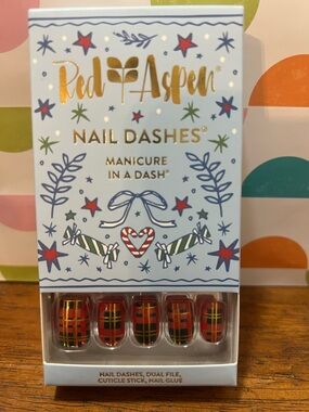 Red Aspen Nail Dashes Press-On Nails - FA-LA-LA-LA-FLANNEL, FLETCHER